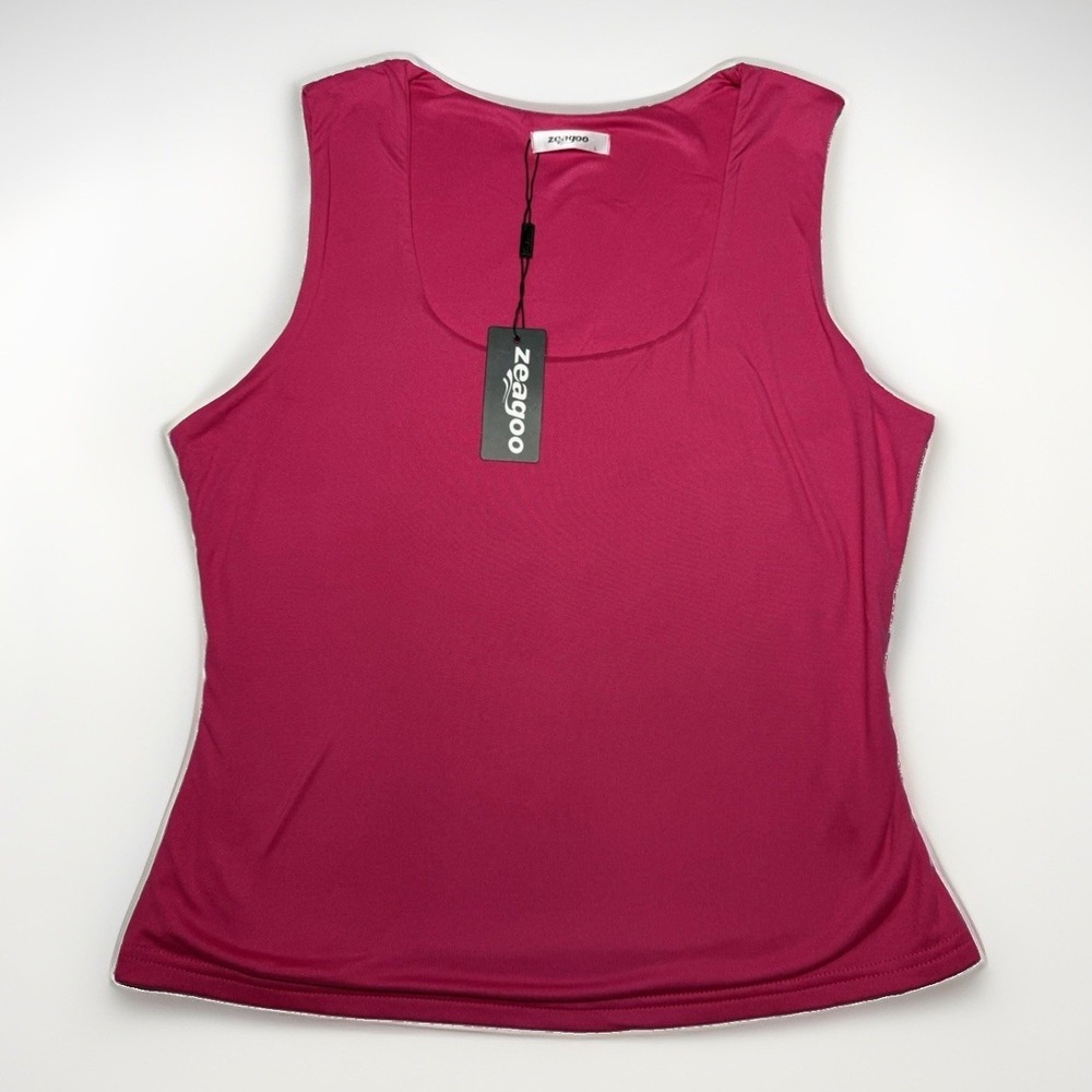 New With Tags Zeagoo Bright Pink Scoopneck Sleeveless Tank Top Size Large